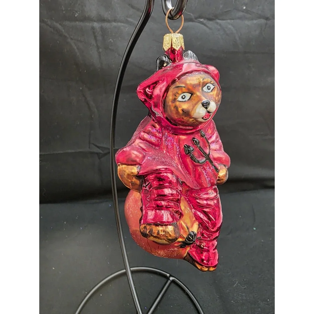 1999 Christopher Radko You Little Devil Bear Halloween GlassOrnament 5